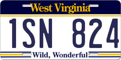 WV license plate 1SN824