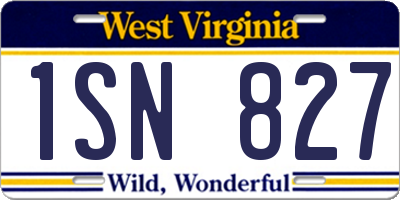 WV license plate 1SN827