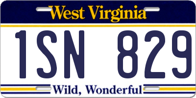 WV license plate 1SN829