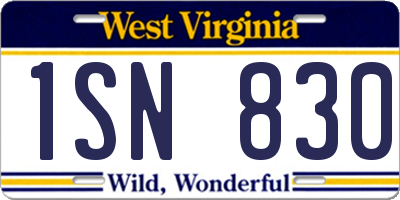 WV license plate 1SN830