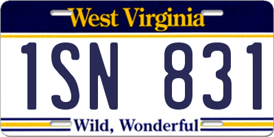 WV license plate 1SN831