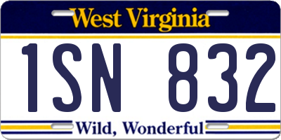 WV license plate 1SN832