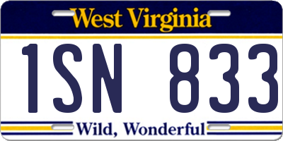 WV license plate 1SN833
