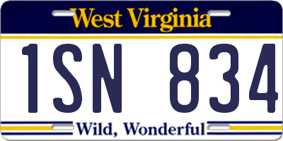 WV license plate 1SN834