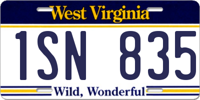 WV license plate 1SN835