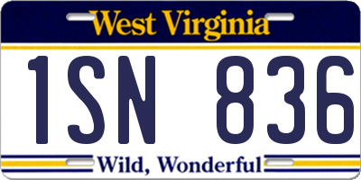 WV license plate 1SN836