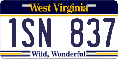 WV license plate 1SN837