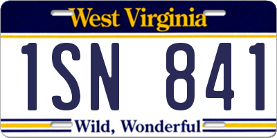 WV license plate 1SN841