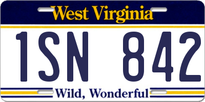 WV license plate 1SN842