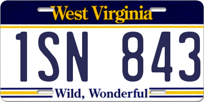 WV license plate 1SN843