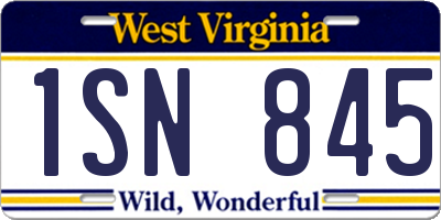 WV license plate 1SN845