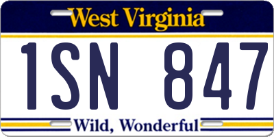 WV license plate 1SN847