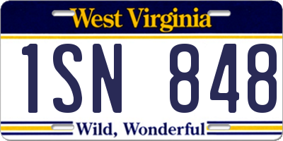 WV license plate 1SN848