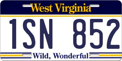 WV license plate 1SN852