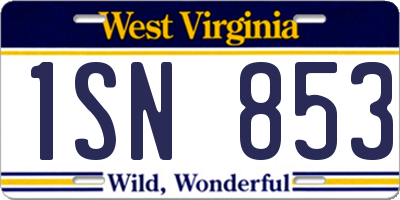 WV license plate 1SN853