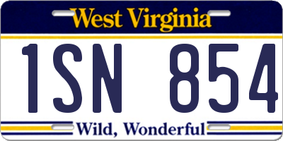WV license plate 1SN854