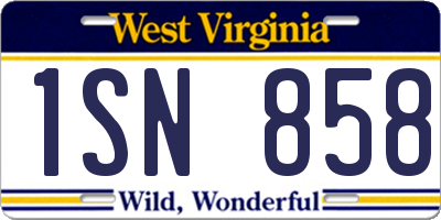 WV license plate 1SN858