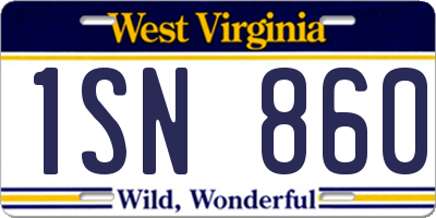 WV license plate 1SN860