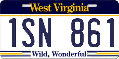 WV license plate 1SN861