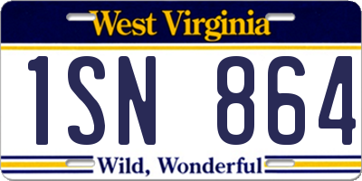 WV license plate 1SN864