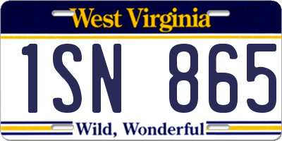 WV license plate 1SN865