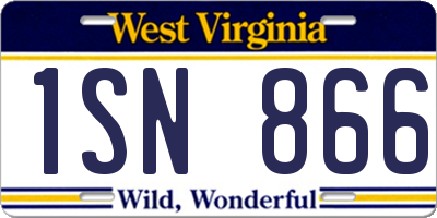 WV license plate 1SN866