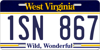 WV license plate 1SN867