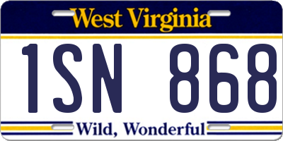 WV license plate 1SN868