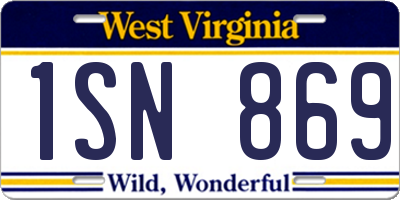 WV license plate 1SN869