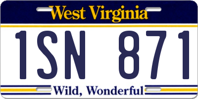 WV license plate 1SN871