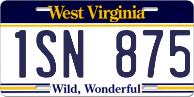 WV license plate 1SN875
