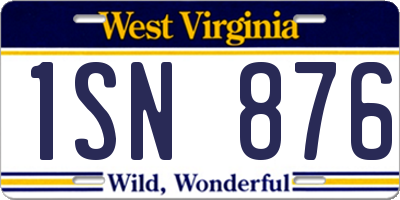 WV license plate 1SN876