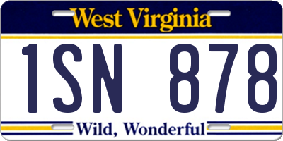 WV license plate 1SN878