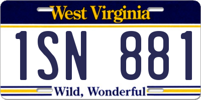 WV license plate 1SN881