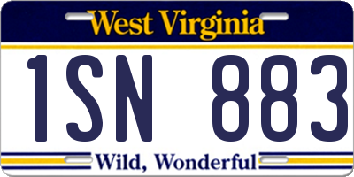 WV license plate 1SN883