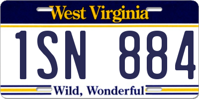 WV license plate 1SN884