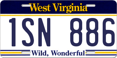 WV license plate 1SN886