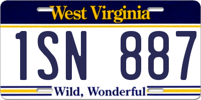 WV license plate 1SN887