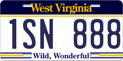 WV license plate 1SN888