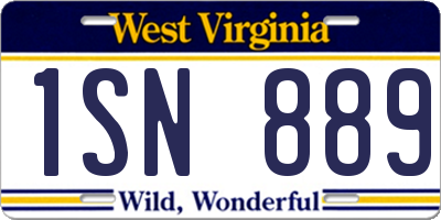 WV license plate 1SN889