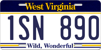 WV license plate 1SN890