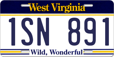 WV license plate 1SN891
