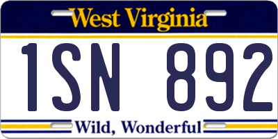 WV license plate 1SN892
