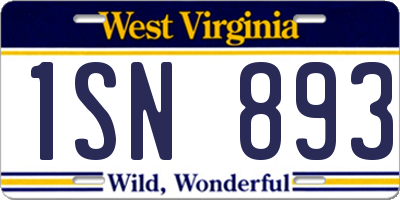 WV license plate 1SN893