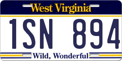 WV license plate 1SN894