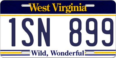 WV license plate 1SN899