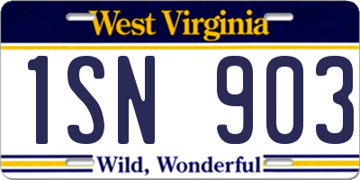 WV license plate 1SN903
