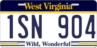 WV license plate 1SN904