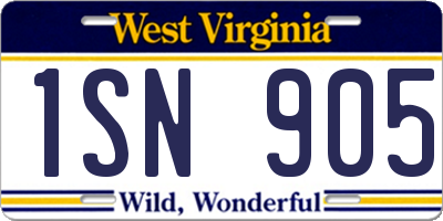 WV license plate 1SN905