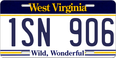 WV license plate 1SN906